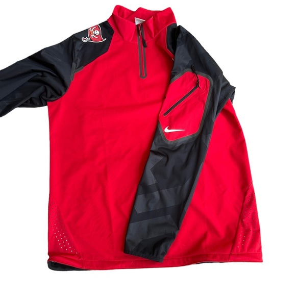 Nike Mens NFL Buccaneers 1/4 Zip Long Sleeve in Red and Black Shirt Size L - Picture 14 of 14